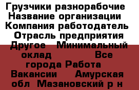 Грузчики-разнорабочие › Название организации ­ Компания-работодатель › Отрасль предприятия ­ Другое › Минимальный оклад ­ 15 000 - Все города Работа » Вакансии   . Амурская обл.,Мазановский р-н